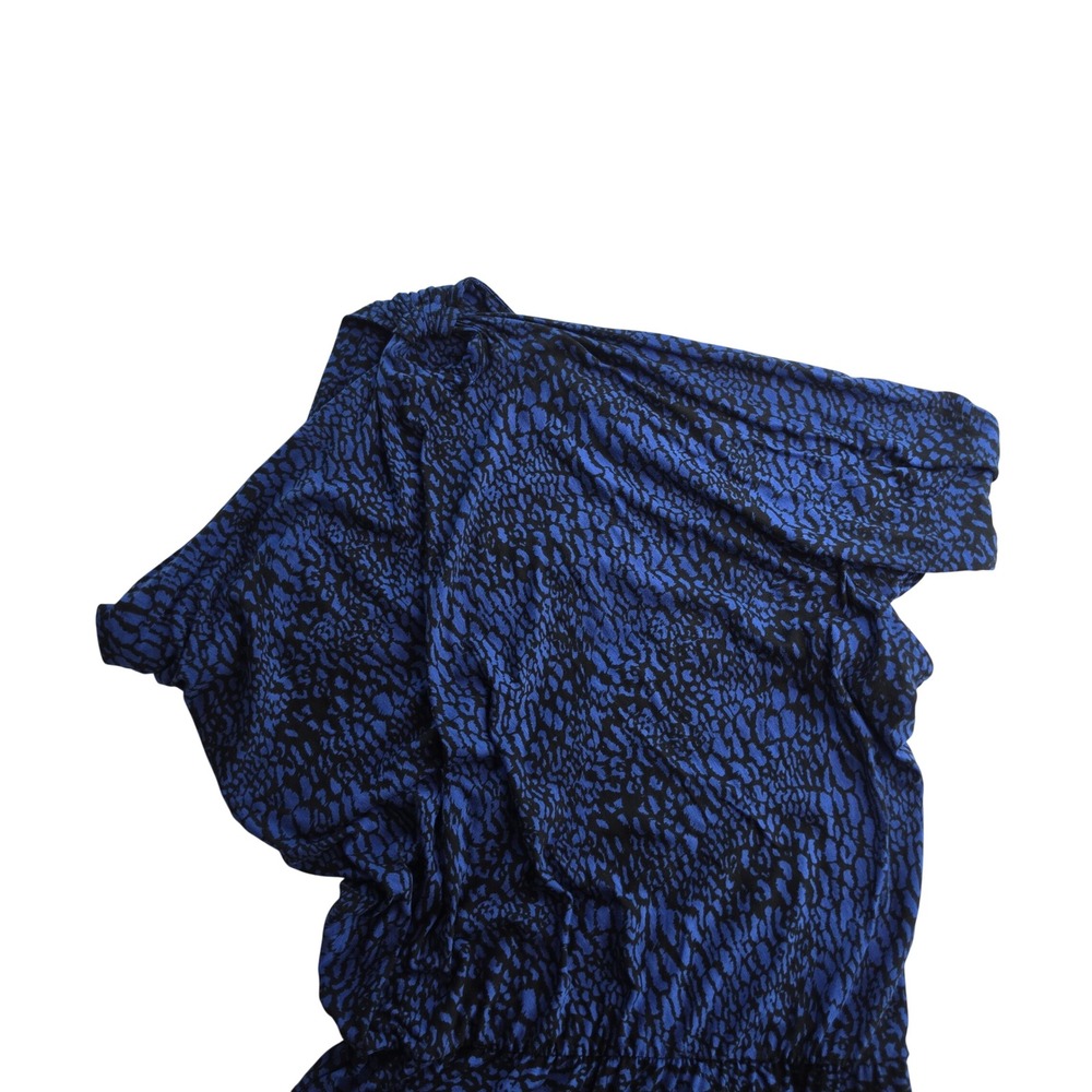 Tart Collections NWT Blue Black Animal Print Cowl Neck Blouson Sheath Dress L - Picture 4 of 11